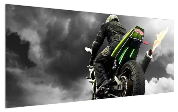 Obraz motorkára na motorke (120x50 cm)