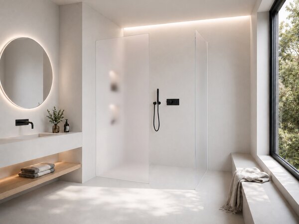 CERANO - Sprchová zástena Walk-in Crystal TL/P - 8 mm - bezvzperový systém - biela matná, mliečne sklo - 50x50x200 cm