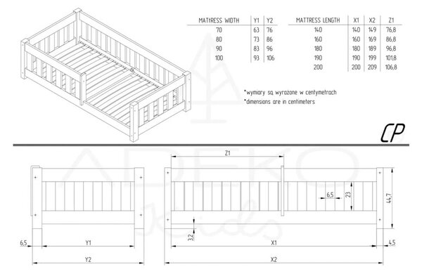 Detská posteľ z borovicového dreva 70x140 cm CP - Adeko