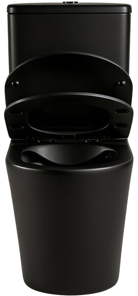 CERANO - WC kombi Carlito, Rimless - DualFlush + Slim / UF sedátko - spodný / zadný odpad - čierna matná - 61x36,5 cm