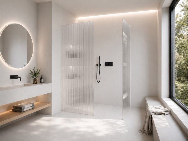 CERANO - Sprchová zástena Walk-in Crystal TL/P - 8 mm - bezvzperový systém - biela matná, ryhované sklo - 90x60x200 cm