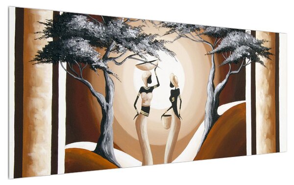Orientálny obraz dvoch žien a stromu (120x50 cm)