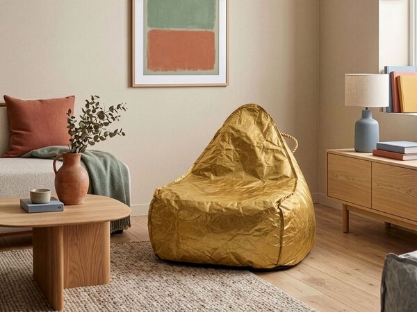 Poťah na sedací vak zlatý nylonový 63 x 75 cm obývacia izba detská izba moderný dizajn