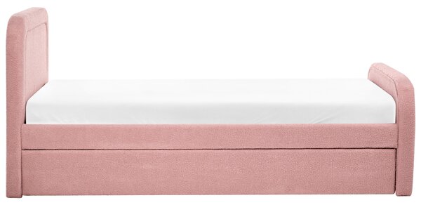 Rozkladacia posteľ ružová buklé čalúnenie jednolôžko 90/180 x 200 cm lamelový rošt moderný glamour štýl