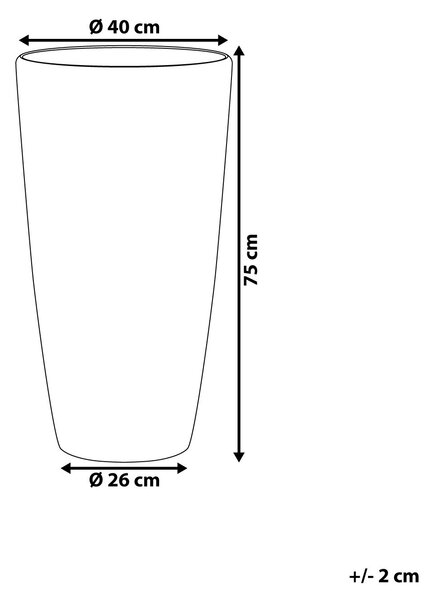 Izbový a vonkajší kvetináč čierny kamenná zmes s vysokým leskom okrúhly výška 40 cm moderný dizajn