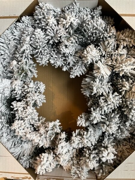 Adventný veniec so snehom 50 cm – zimná sviatočná dekorácia - Biela - 31 - 50 cm