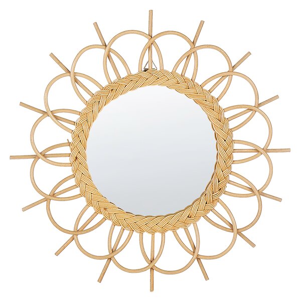Nástenné zrkadlo prírodný ratanový rám okrúhle ø 60 cm moderný dizajn nástenná dekorácia