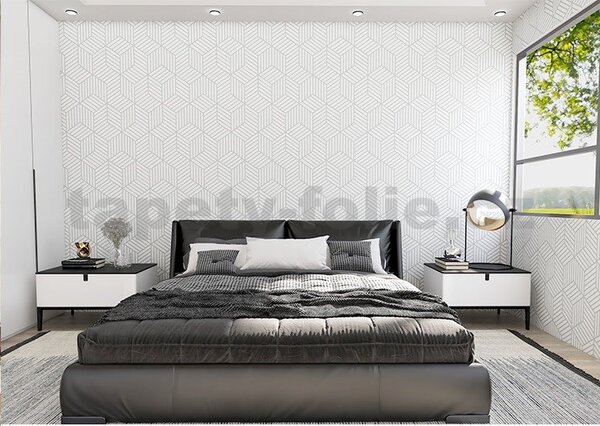 Samolepiace tapety 45 cm x 10 m IMPOL TRADE 9425-1, geometrický vzor strieborný , Samolepiace tapety