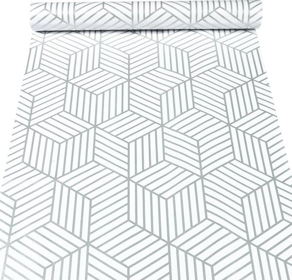Samolepiace tapety 45 cm x 10 m IMPOL TRADE 9425-1, geometrický vzor strieborný , Samolepiace tapety