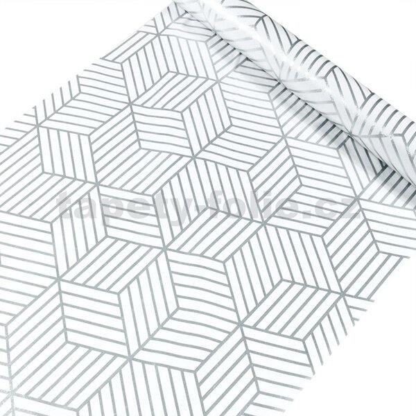 Samolepiace tapety 45 cm x 10 m IMPOL TRADE 9425-1, geometrický vzor strieborný , Samolepiace tapety