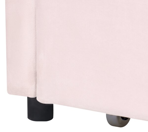 Rozkladacia posteľ pastelová ružová zamatové čalúnenie jednolôžko 90/180 x 200 cm lamelový rošt moderný glamour štýl