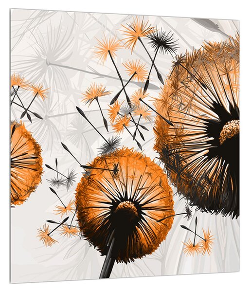 Obraz páperia oranžových púpav (30x30 cm)
