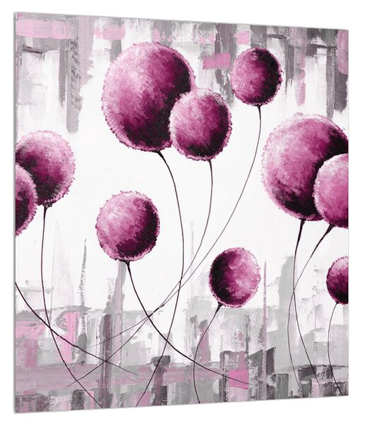 Abstraktný obraz - ružové balóniky (30x30 cm)