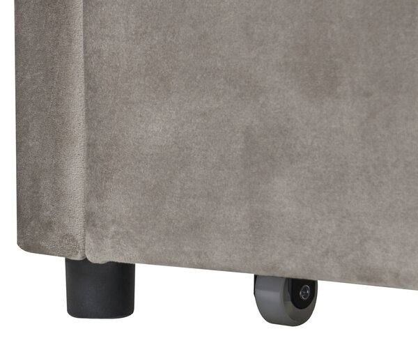 Rozkladacia posteľ sivobéžová zamatová jednolôžko 90/180 x 200 cm lamelový rošt moderný glamour štýl