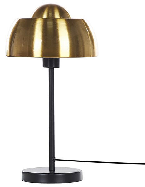 Stolná lampa zlatá čierna kov lesklá povrchová úprava 44 cm okrúhle kupolovité tienidlo nočný stolík osvetlenie moderný štýl obývačka spálňa