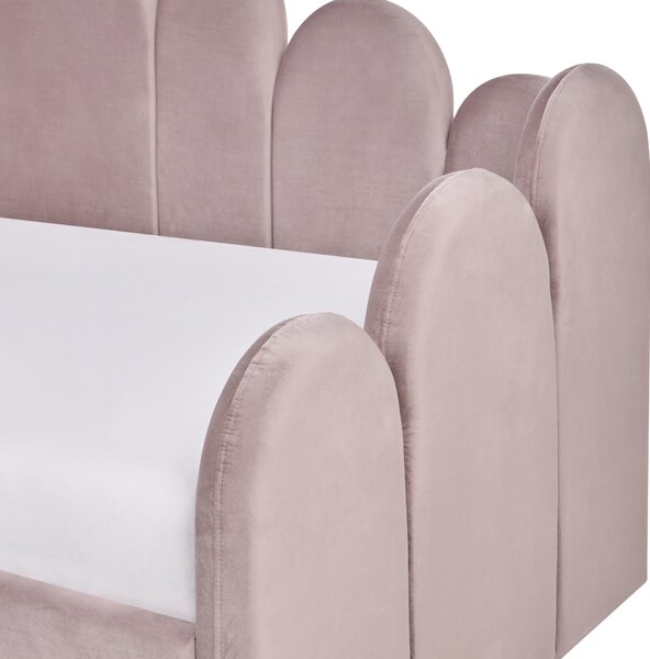 Rozkladacia posteľ pastelová ružová zamatová jednolôžko 90/180 x 200 cm lamelový rošt moderný glamour štýl