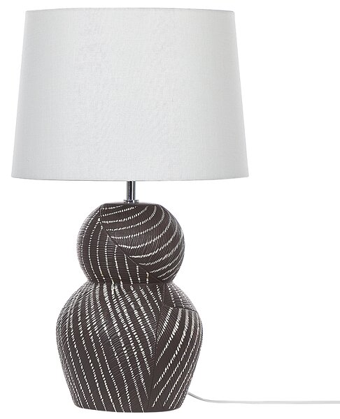Stolná lampa čierna keramická 63 cm biele látkové tienidlo klasické stolové osvetlenie