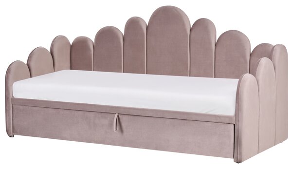 Rozkladacia posteľ pastelová ružová zamatová jednolôžko 90/180 x 200 cm lamelový rošt moderný glamour štýl