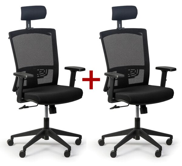 Kancelárska stolička FELIX 1+1 ZADARMO, čierna
