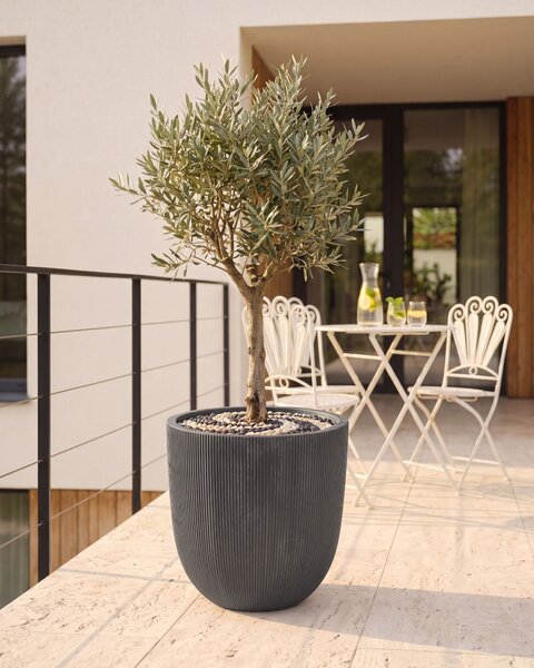 Kvetináč čierny polyresin 48 x ø 44 cm vysoký moderný minimalistický izbový vonkajší črepník
