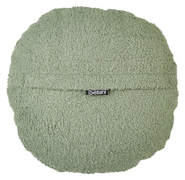 Sada 2 teddy vankúšov zelené okrúhle 30 cm dekoratívne vankúše mäkká výplň bytové doplnky obývacia izba spálňa