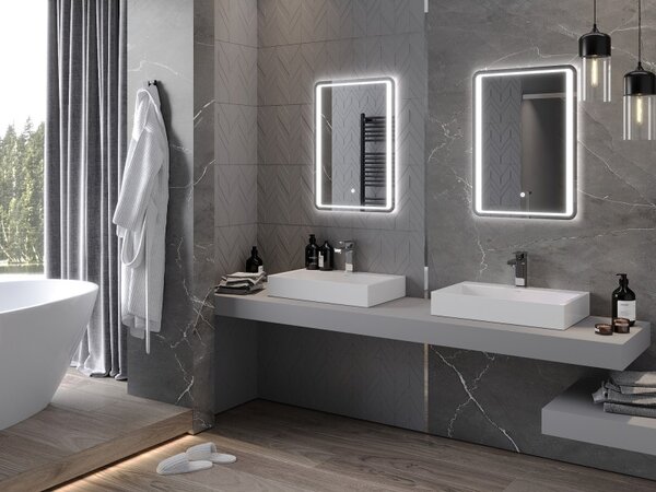 Mexen Zusa podsvietené kúpeľňové zrkadlo 50 x 70 cm, LED 6000K, proti zahmlievaniu - 9808-050-070-611-00