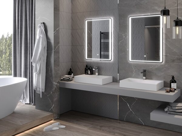 Mexen Zusa kúpeľňové zrkadlo s podsvietením 60 x 80 cm, LED 6000K, proti hmle - 9808-060-080-611-00