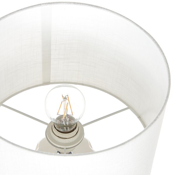Stolná lampa béžová keramická 49 cm geometrický vzor béžové látkové tienidlo obývacia izba spálňa