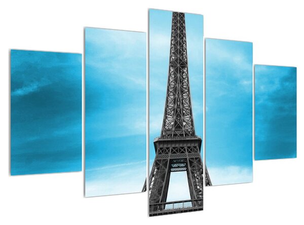 Obraz Eiffelovej veže a modrého auta (150x105 cm)