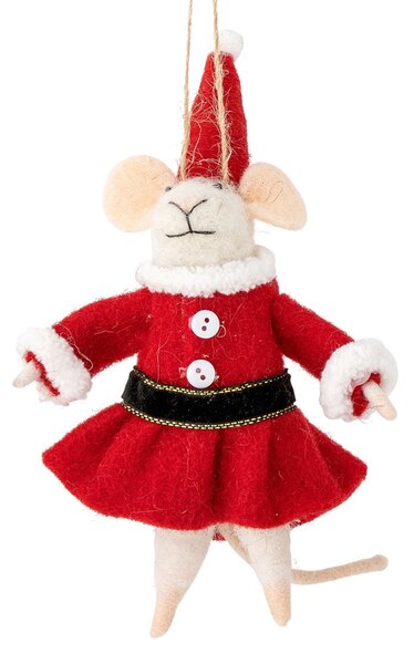 Plstená vianočná ozdoba Peo White Wool Myšiak