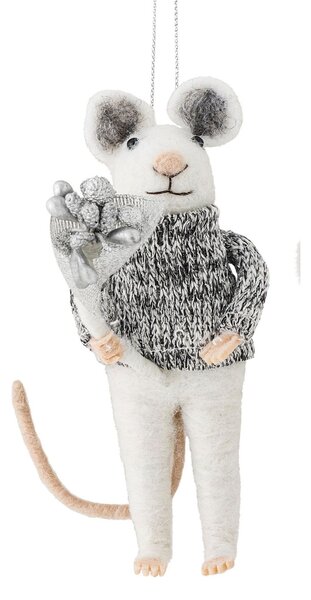 Plstená vianočná ozdoba Peo Grey Wool Myšiak