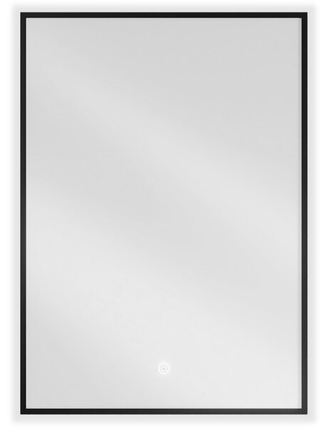 Mexen Erma LED podsvietené kúpeľňové zrkadlo 50 x 70 cm, LED 6000K, anti-pára, čierny rám - 9814-050-070-611-70