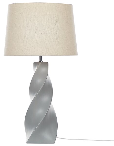 Stolná lampa sivá keramická 71 cm biele látkové tienidlo klasické stolové osvetlenie