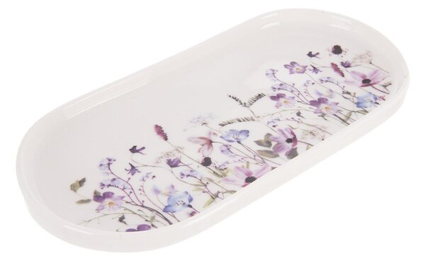 Biely/fialový servírovací porcelánový tanier Louka – Orion