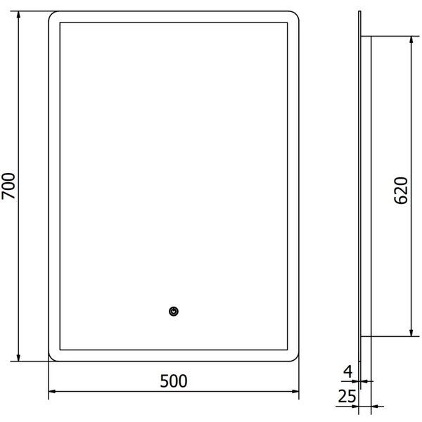 Mexen Navia osvetlené kúpeľňové zrkadlo 50 x 70 cm, LED 6000K, antifog - 9803-050-070-611-00