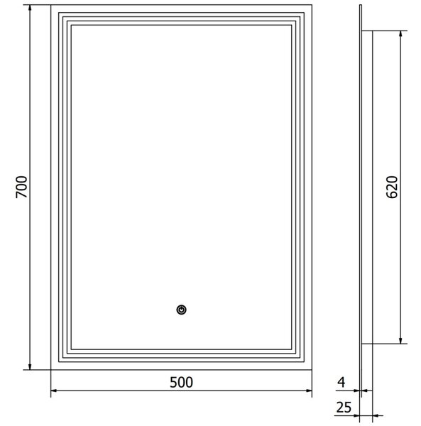 Mexen Taco podsvietené kúpeľňové zrkadlo 50 x 70 cm, LED 6000K, proti zahmlievaniu - 9805-050-070-611-00