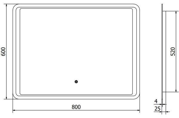 Mexen Zusa kúpeľňové zrkadlo s podsvietením 80 x 60 cm, LED 6000K, proti zahmlievaniu - 9808-080-060-611-00