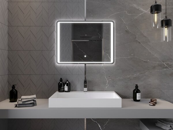 Mexen Zusa kúpeľňové zrkadlo s podsvietením 80 x 60 cm, LED 6000K, proti zahmlievaniu - 9808-080-060-611-00