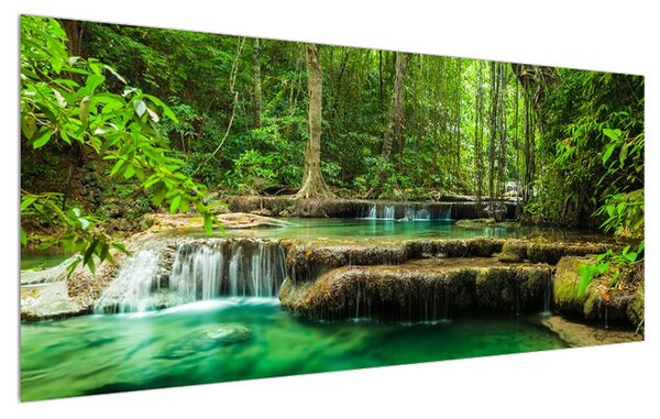 Obraz priezračného lesného toku (120x50 cm)