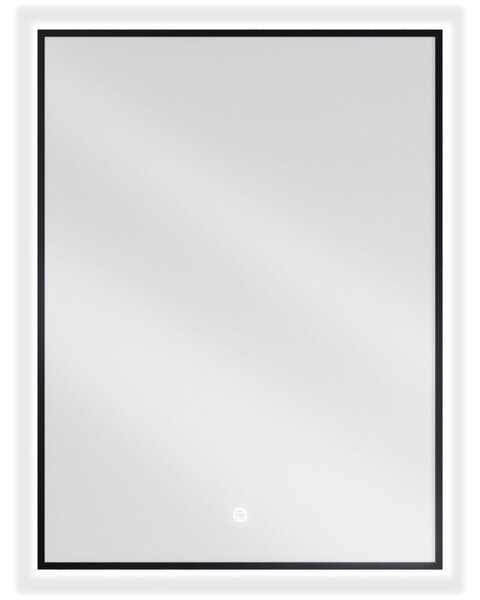 Mexen Erma osvetlené kúpeľňové zrkadlo 60 x 80 cm, LED 6000K, proti pare, čierny rám - 9814-060-080-611-70