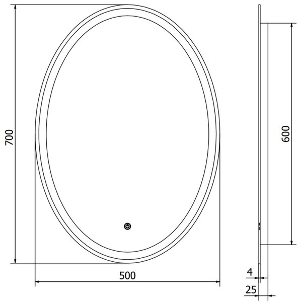 Mexen Elz zrkadlo do kúpeľne s podsvietením 50 x 70 cm, LED 6000K, proti zahmlievaniu - 9802-050-070-611-00