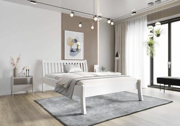 Drevená posteľ Nordica biela, 180x200cm, masív borovica