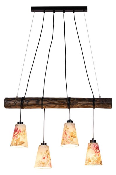 Závesná lampa Flarino borovicové drevo 4-plameňová