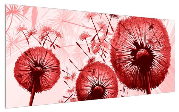 Obraz červeného páperia púpav (120x50 cm)