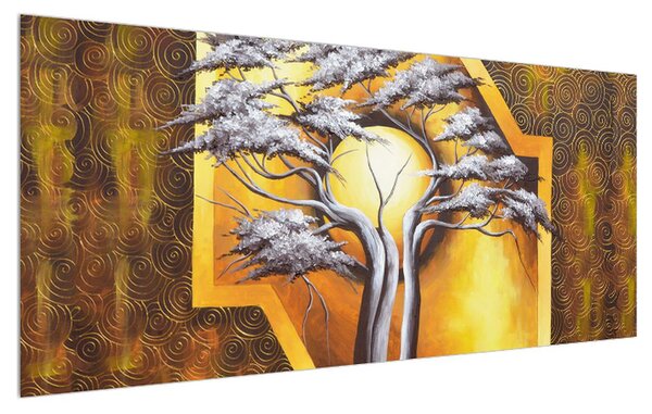 Orientálny obraz stromu a slnka (120x50 cm)