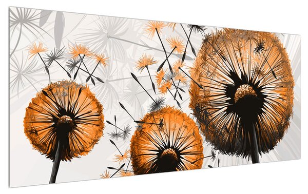 Obraz páperia oranžových púpav (120x50 cm)