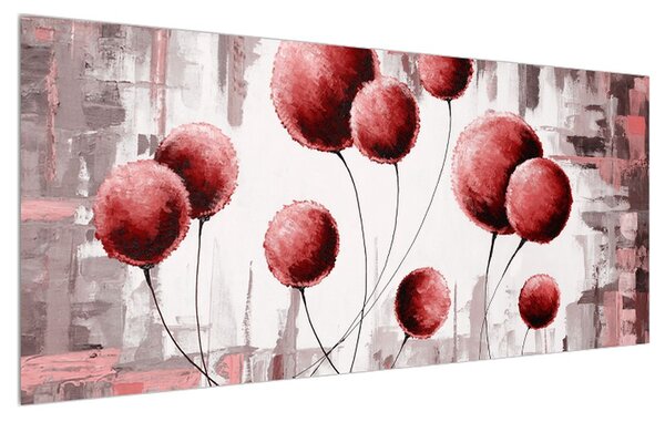 Abstraktný obraz - červené balóniky (120x50 cm)