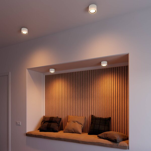 LED stropný reflektor Landon Smart, biely, výška 8,2 cm, Biela / opálová, Obývacia izba / jedáleň, kov, Závesné svietidlo
