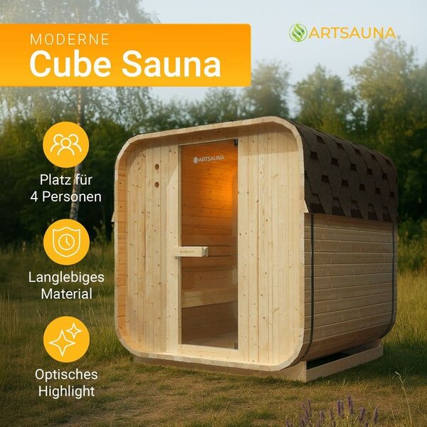 Štvorcová sudová sauna 180 x 185 x 194 cm