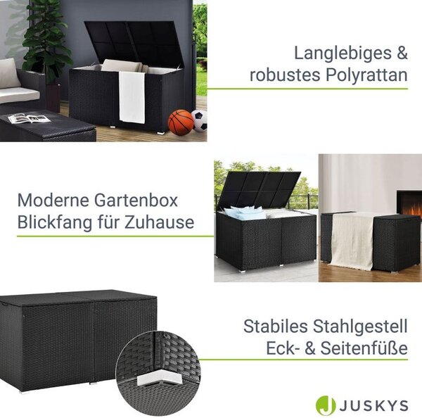 Úložný box z polyratanu 950 l, čierny, s vnútornou plachtou